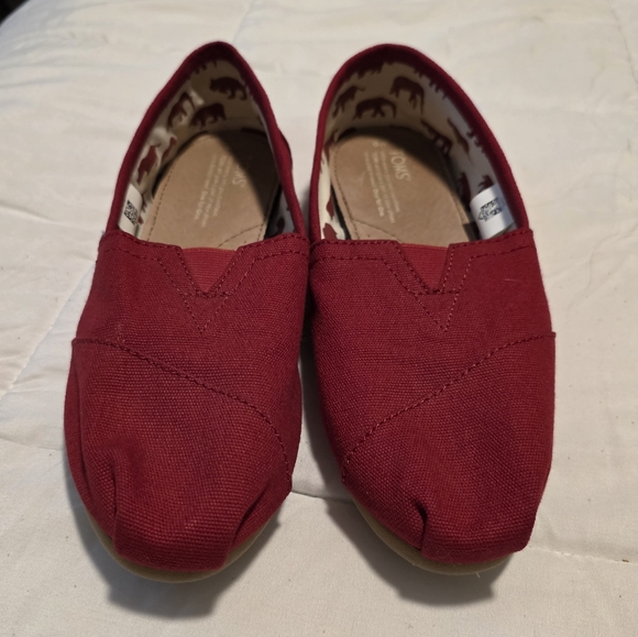 TOMS Red Classic Canvas Slip-On Size 9 Alpargata - Picture 5 of 10